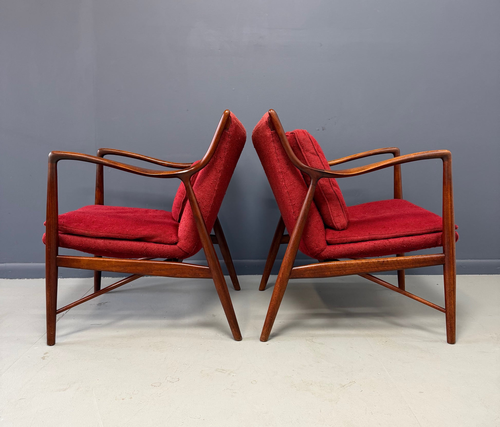Pair of Finn Juhl NV #45 Chairs in Walnut by Baker Circa 1955 Mid Century