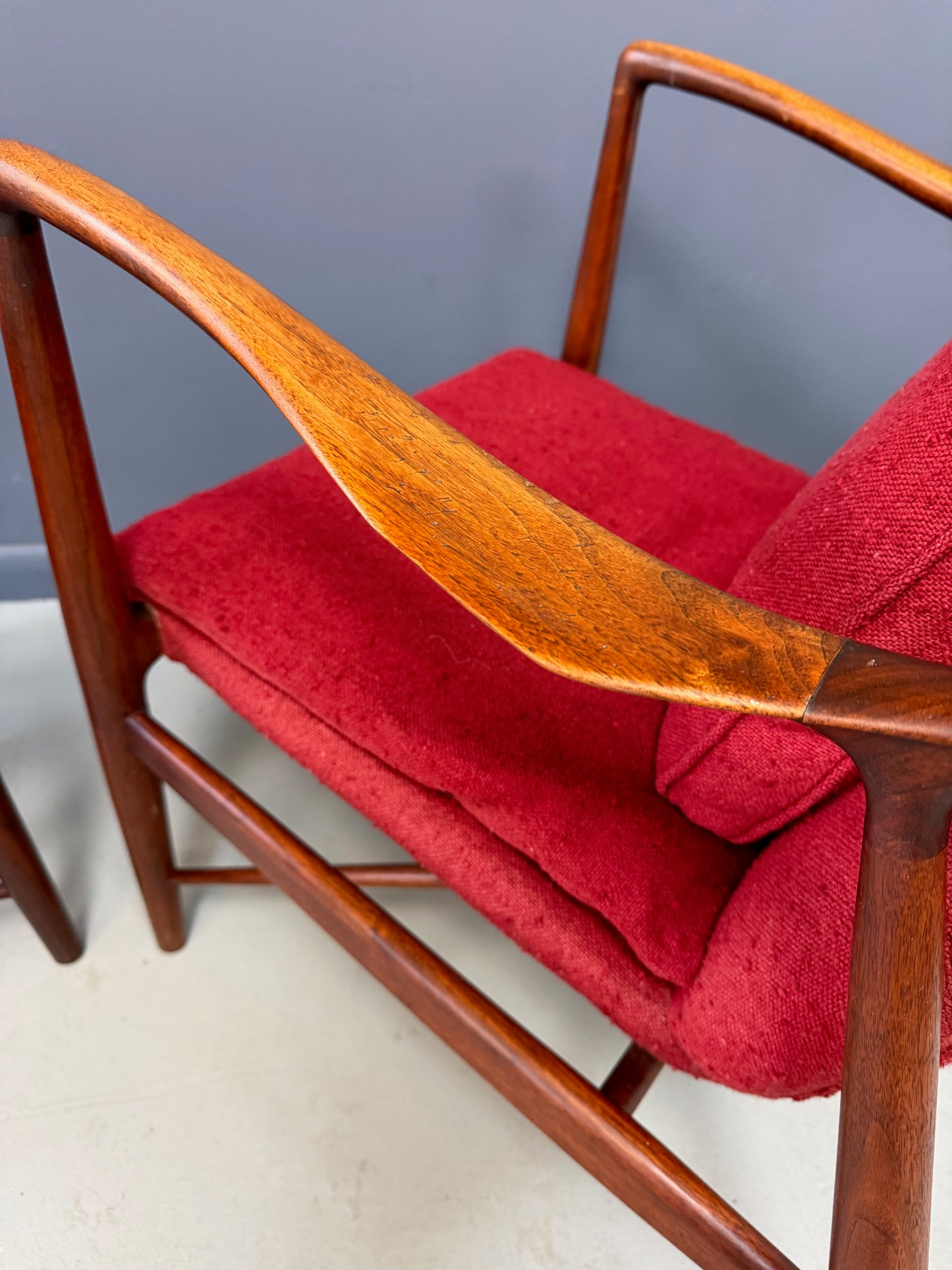 Pair of Finn Juhl NV #45 Chairs in Walnut by Baker Circa 1955 Mid Century