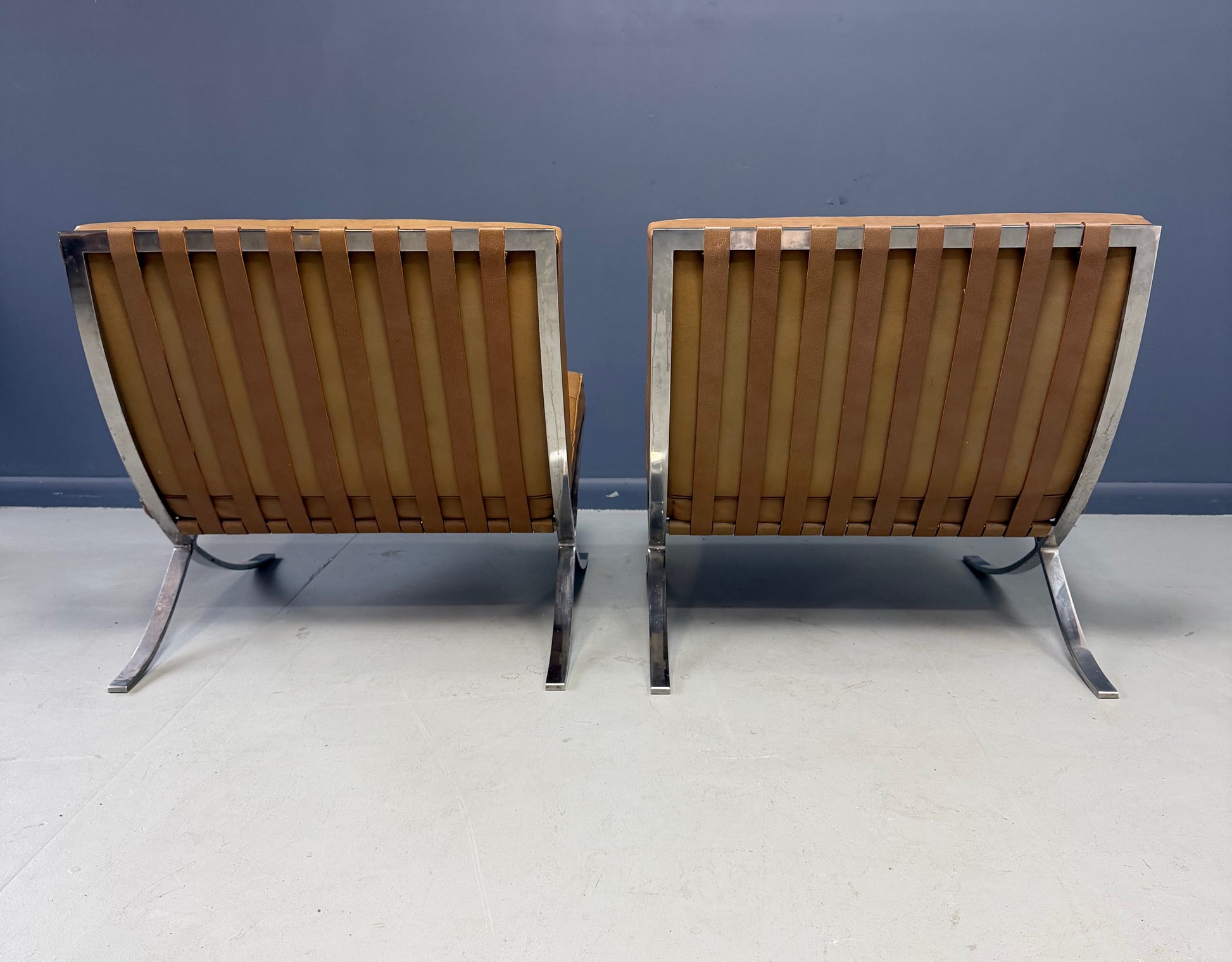 Barcelona Chairs by Ludwig Mies van der Rohe for Knoll a Pair, circa 1955