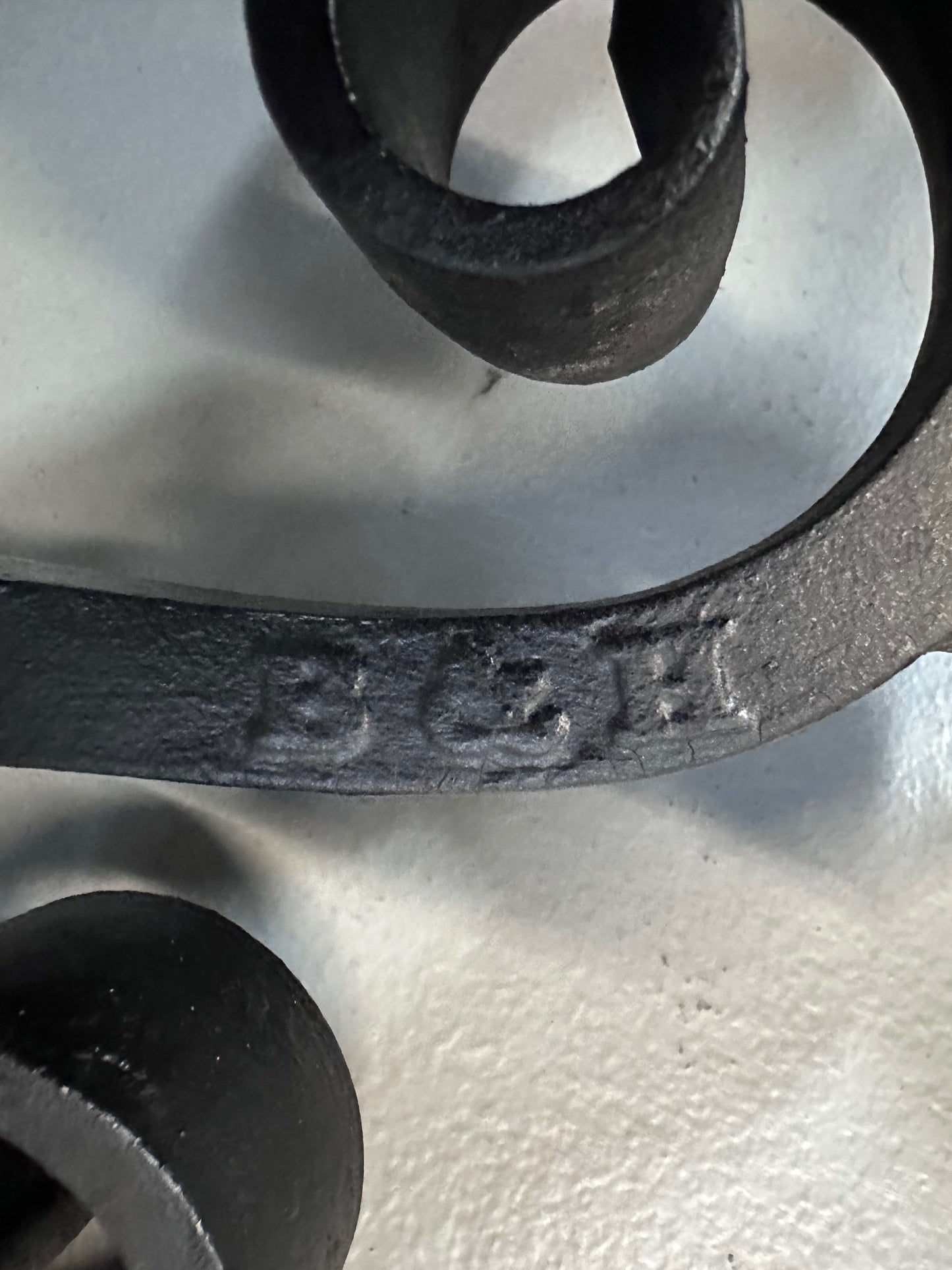 SOLD – Bradley & Hubbard Andirons Cast Iron Cannonball Tops Over Corkscrew Columns