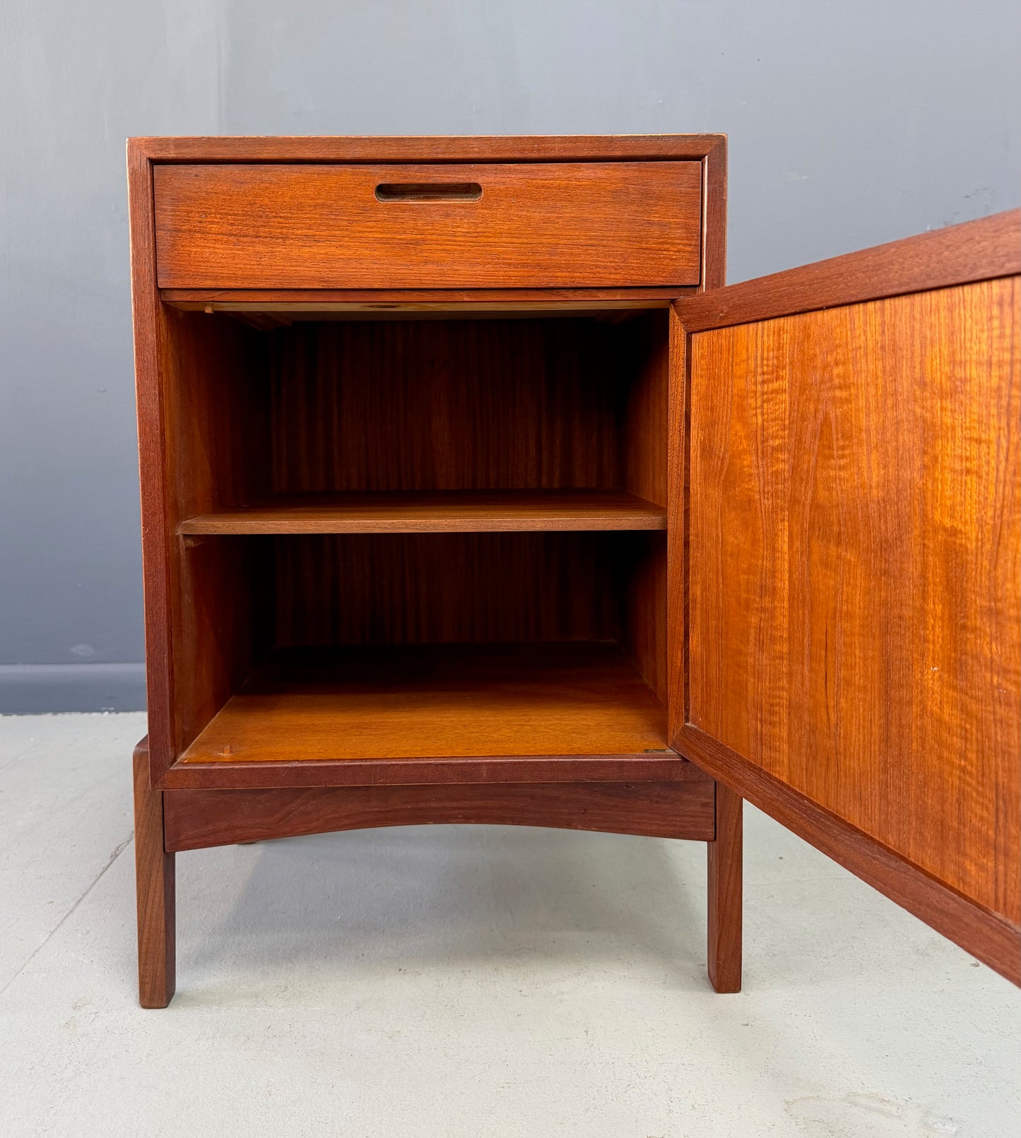 William Watting Teak Nightstands with Drawer and Open Shelf a Pair, Mid-Century