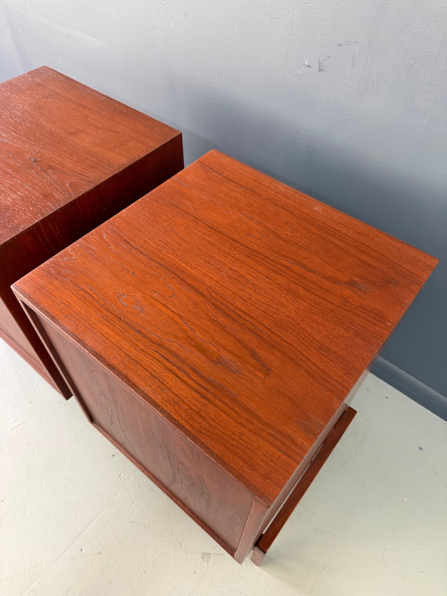 William Watting Teak Nightstands with Drawer and Open Shelf a Pair, Mid-Century