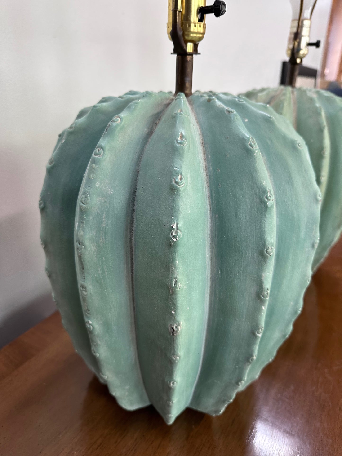 SOLD – Post Modern Pair of Bon Art Cactus Plaster Table Lamps Southwestern Style