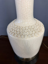 Load image into Gallery viewer, Italian Crackle-Glazed Ceramic Table Lamps with rosettes a Pair, Mid-Century