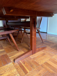 George Nakashima 8' Dining Table in Bookmatched Walnut with 5 Rosewood Butterfly
