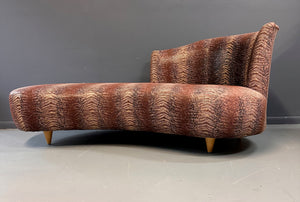 Curvaceous Chaise/ Sofa in the Style of Weiman in a Faux Snakeskin Mid Century