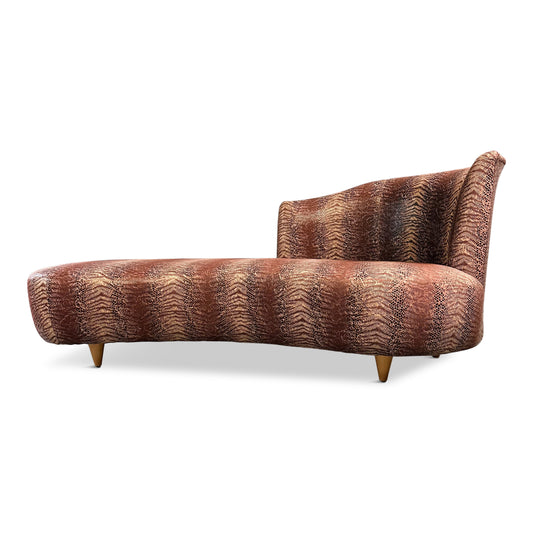 SOLD – Curvaceous Chaise/ Sofa in the Style of Weiman in a Faux Snakeskin Mid Century