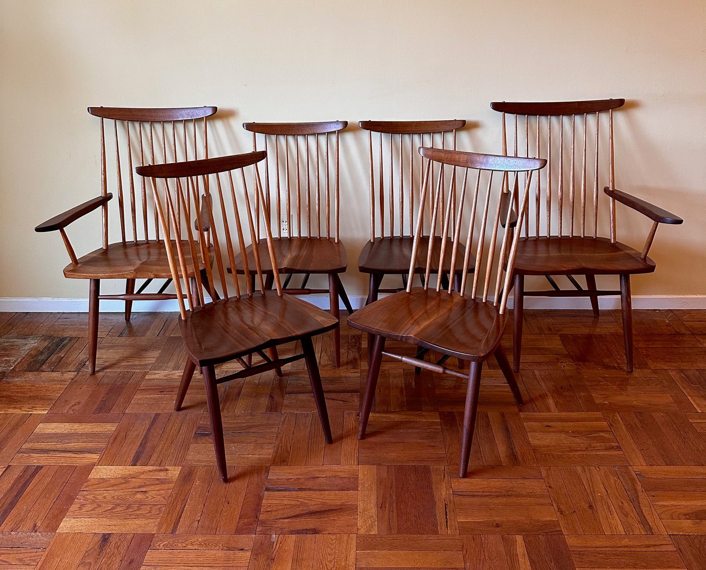 SOLD – Set of Six New Chairs in Walnut by George Nakashima