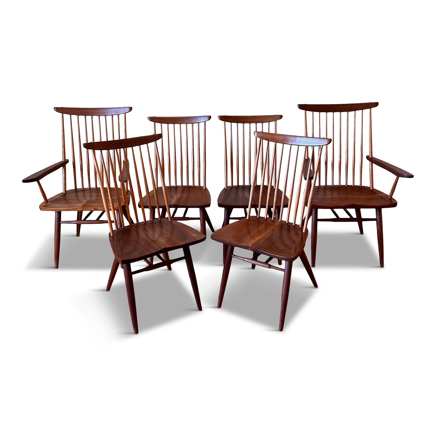 SOLD – Set of Six New Chairs in Walnut by George Nakashima