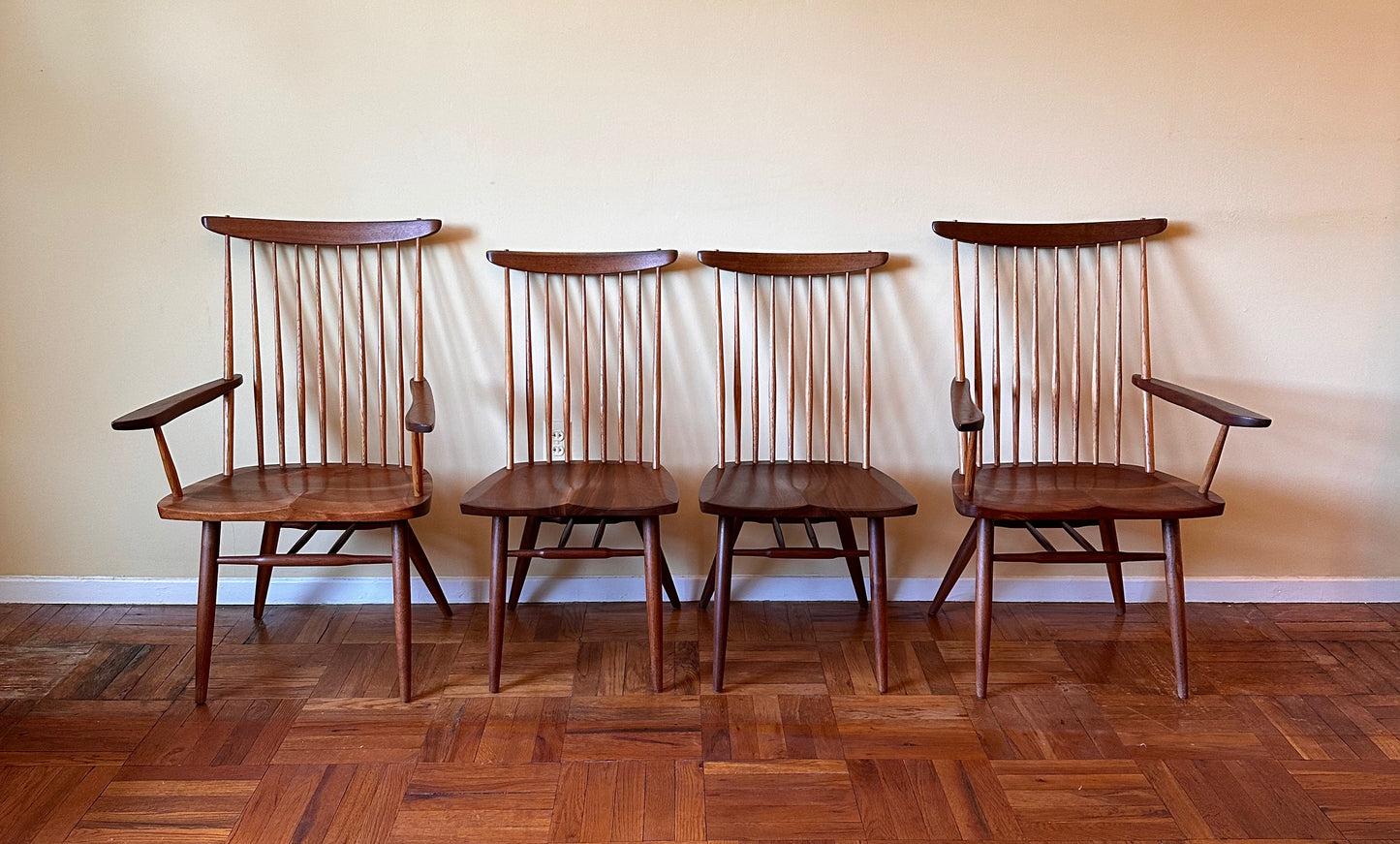 SOLD – Set of Six New Chairs in Walnut by George Nakashima