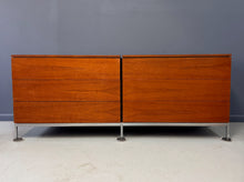 Load image into Gallery viewer, Florence Knoll 6-Drawer Double Dresser in Teak with Satin Nickel Base 1960s