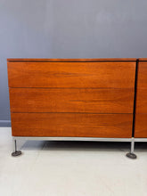 Load image into Gallery viewer, Florence Knoll 6-Drawer Double Dresser in Teak with Satin Nickel Base 1960s