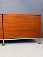 Load image into Gallery viewer, Florence Knoll 6-Drawer Double Dresser in Teak with Satin Nickel Base 1960s