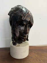 Load image into Gallery viewer, The "Mask" Bronze Sculpture Mounted on Marble by Paul Suttman 1967 Mid Century