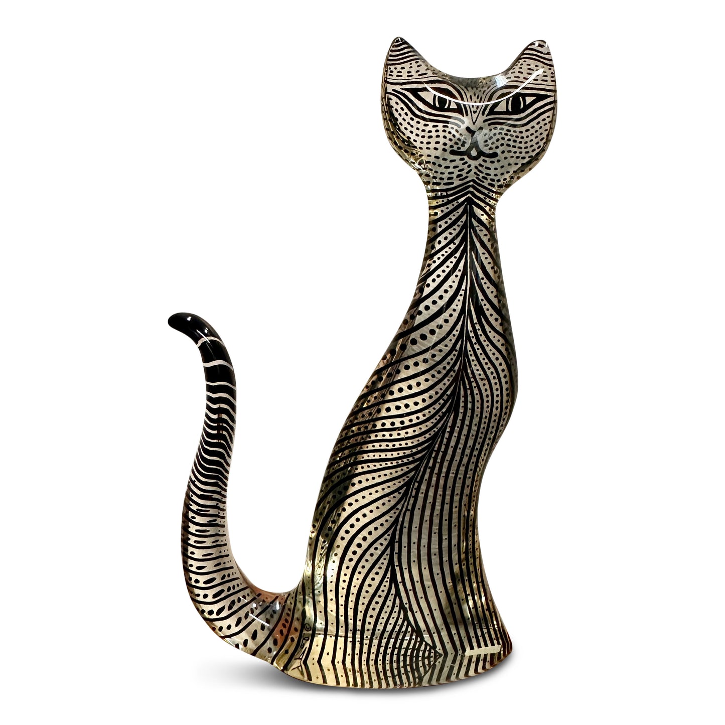 SOLD – Midcentury Op-Art Lucite Cat Sculpture by Artist Abraham Palatnik