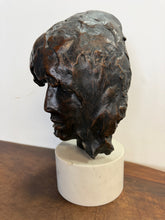 Load image into Gallery viewer, The "Mask" Bronze Sculpture Mounted on Marble by Paul Suttman 1967 Mid Century