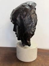 Load image into Gallery viewer, The "Mask" Bronze Sculpture Mounted on Marble by Paul Suttman 1967 Mid Century