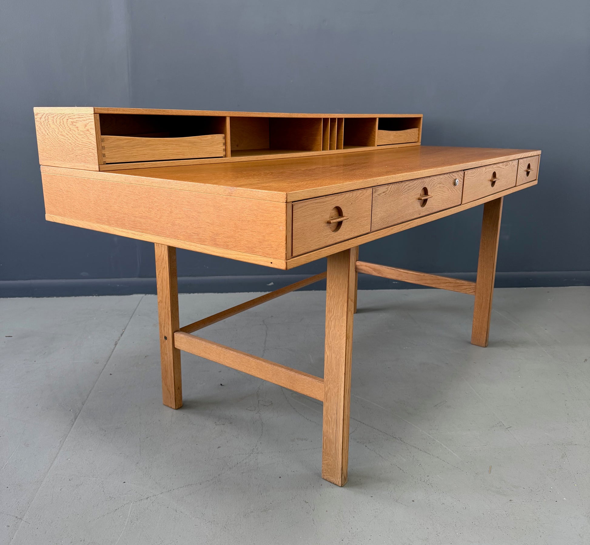 Vintage 1970s Danish Peter Lovig Mid Century Modern Desk in White Oak