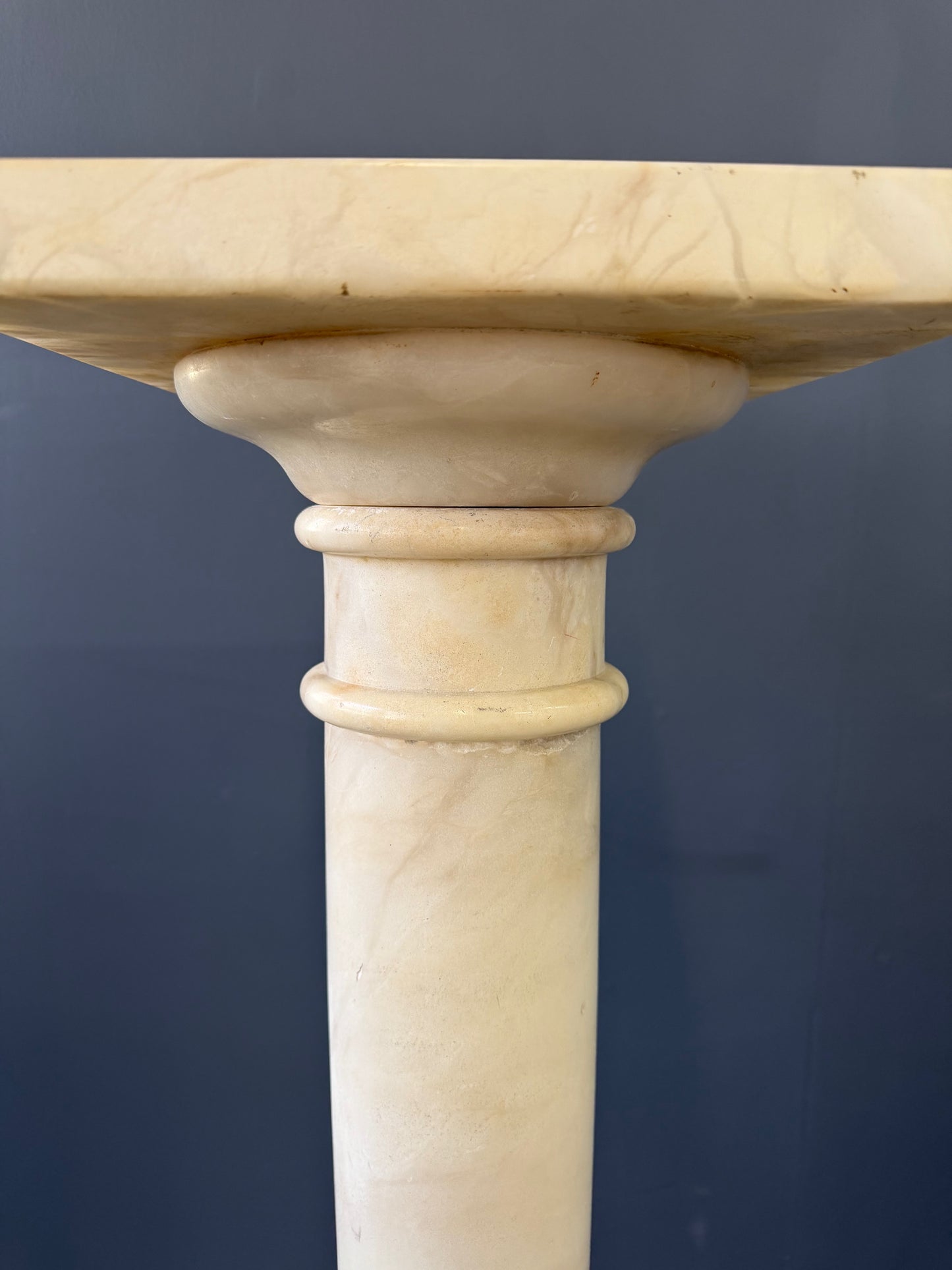Antique Italian White 7 Piece Carved Alabaster Pedestal Column