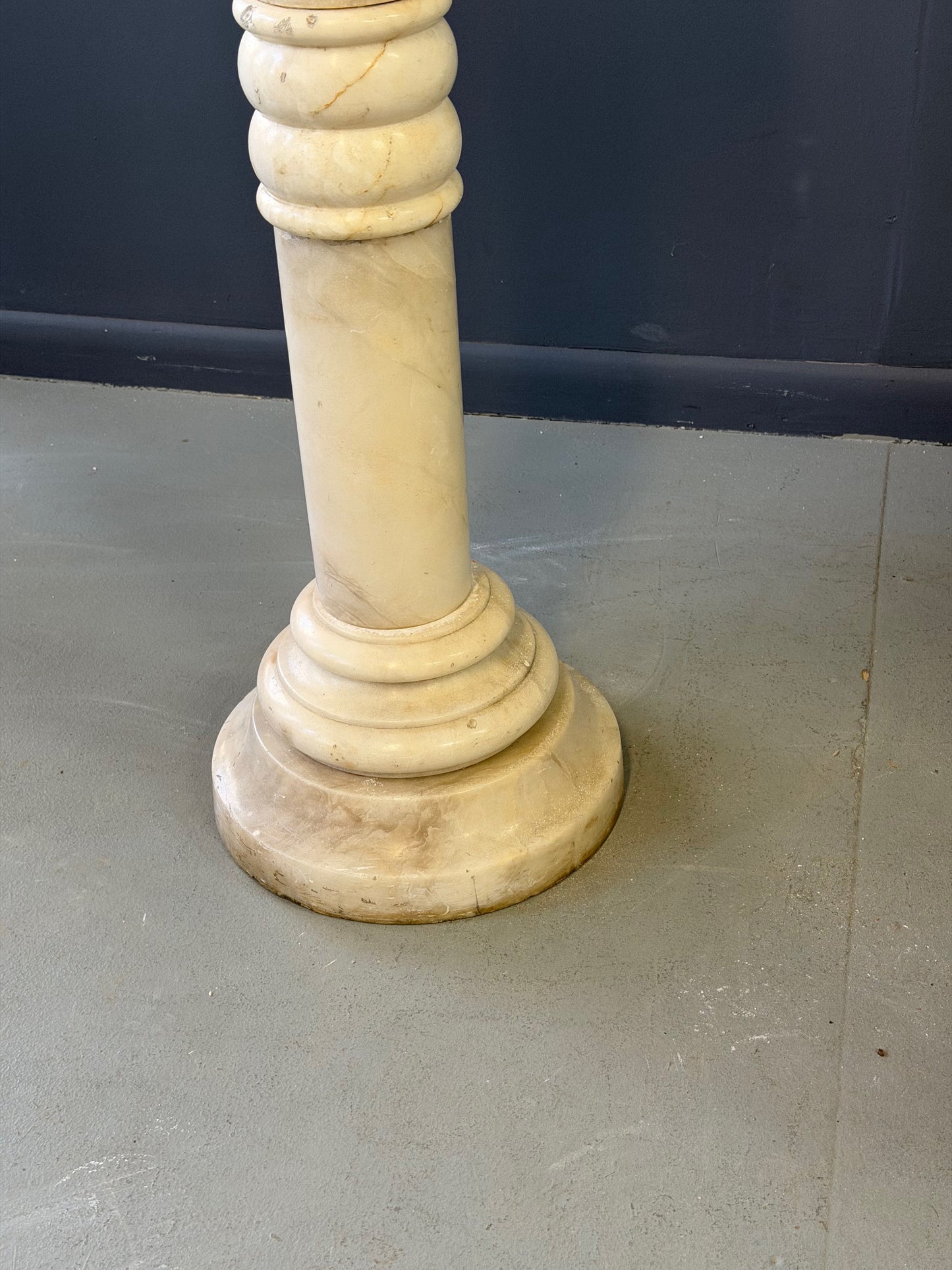 Antique Italian White 7 Piece Carved Alabaster Pedestal Column