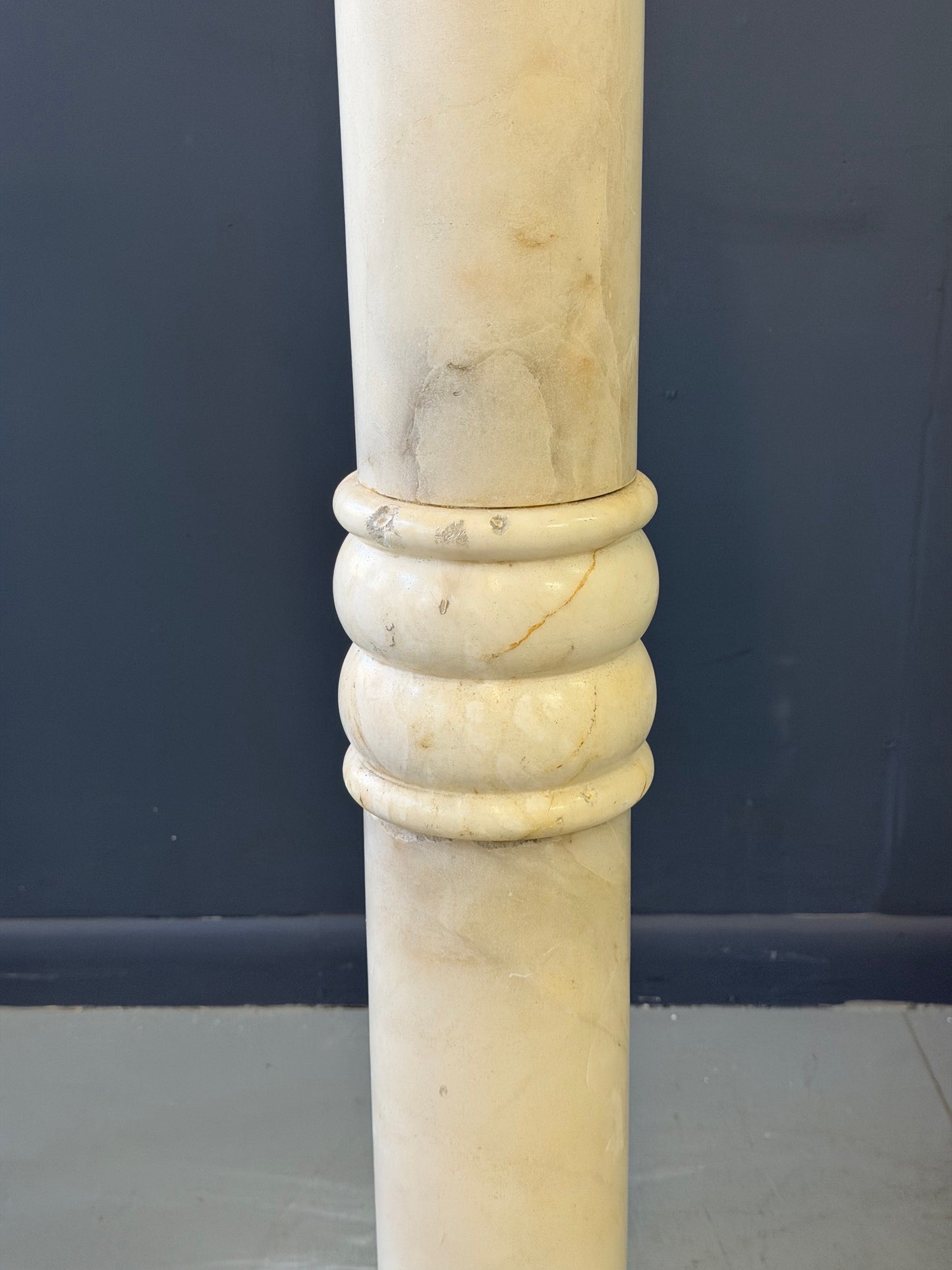 Antique Italian White 7 Piece Carved Alabaster Pedestal Column