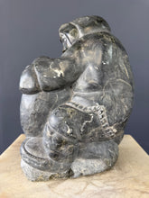 Load image into Gallery viewer, Inuit Hunter with Seal – Canadian Arctic Soapstone Sculpture
