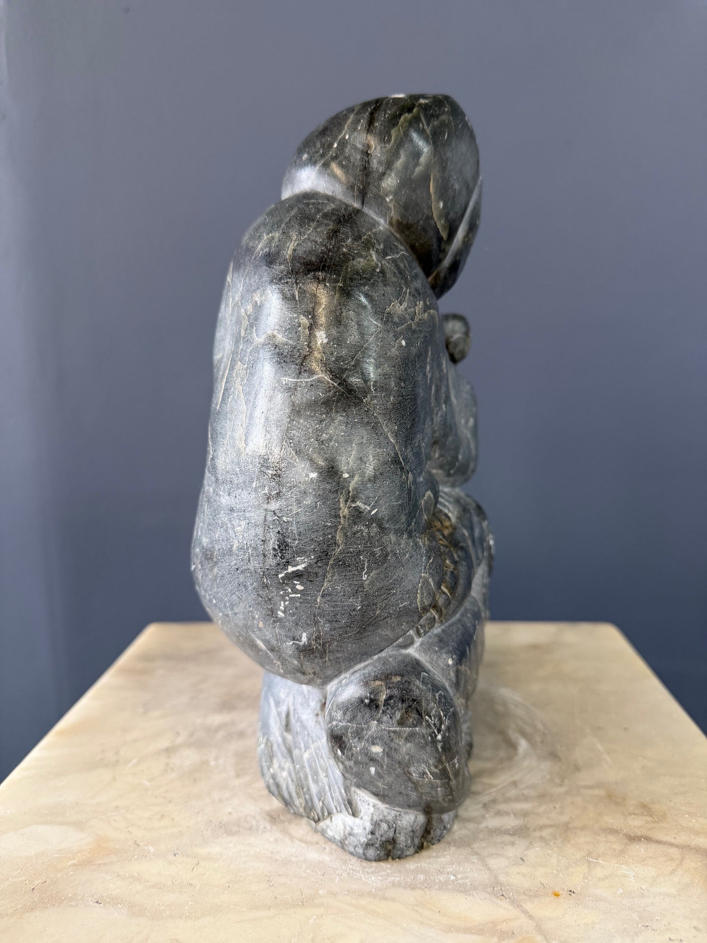 Inuit Hunter with Seal – Canadian Arctic Soapstone Sculpture
