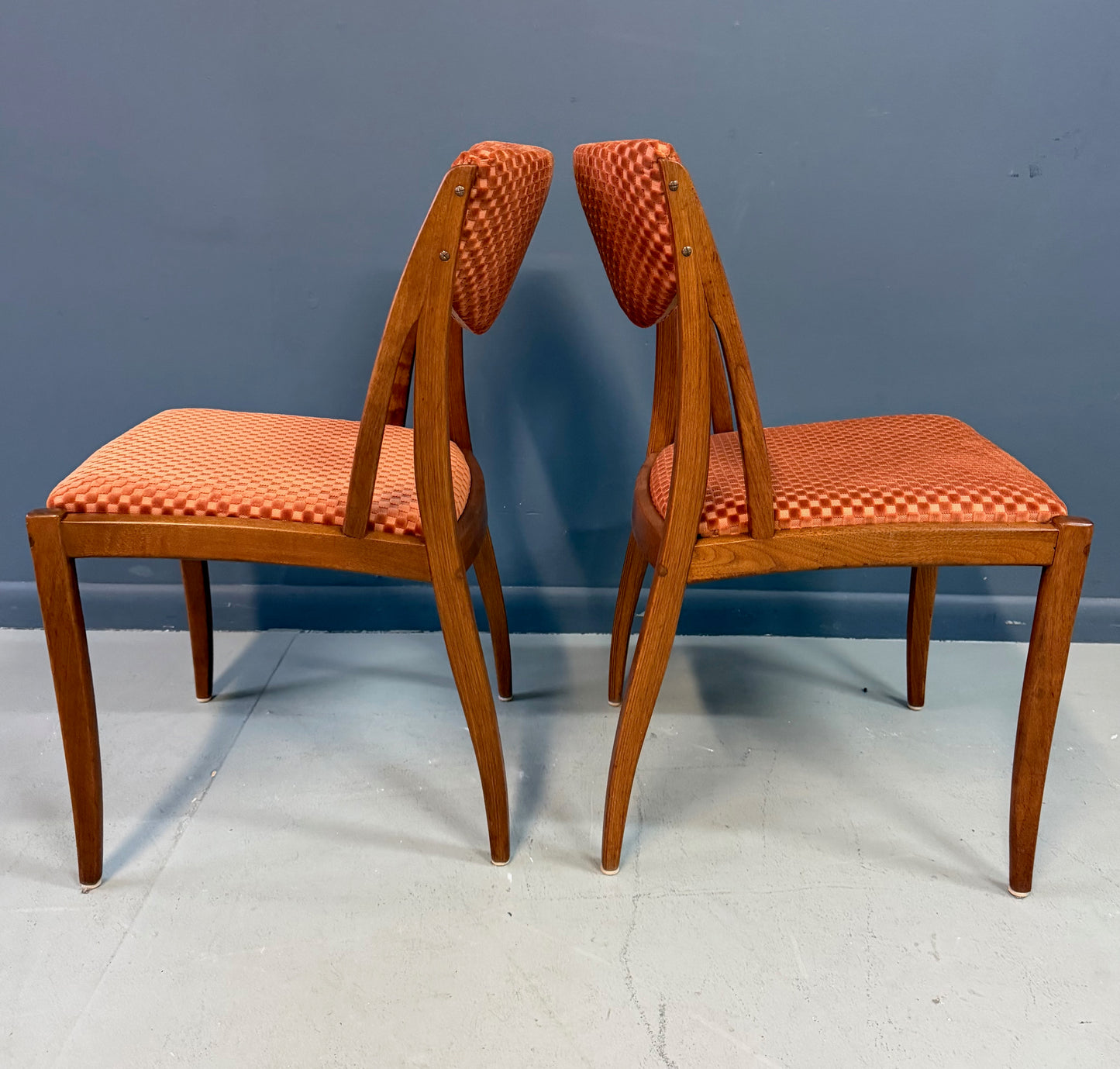 Barney Flagg for Drexel Midcentury Walnut Dining Chairs set of Six