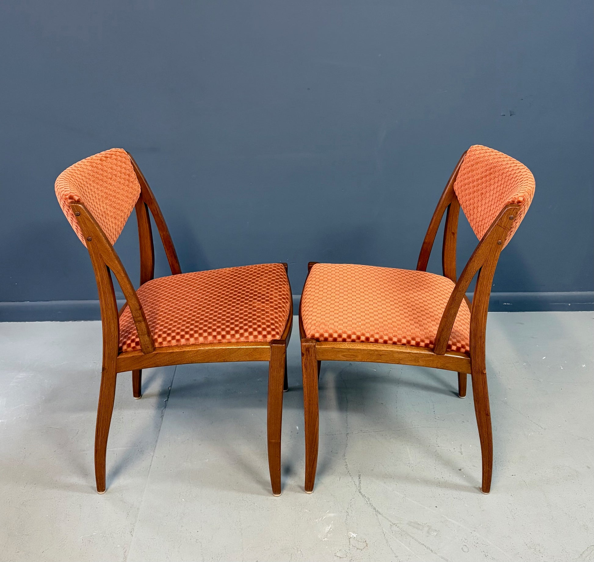 Barney Flagg for Drexel Midcentury Walnut Dining Chairs set of Six
