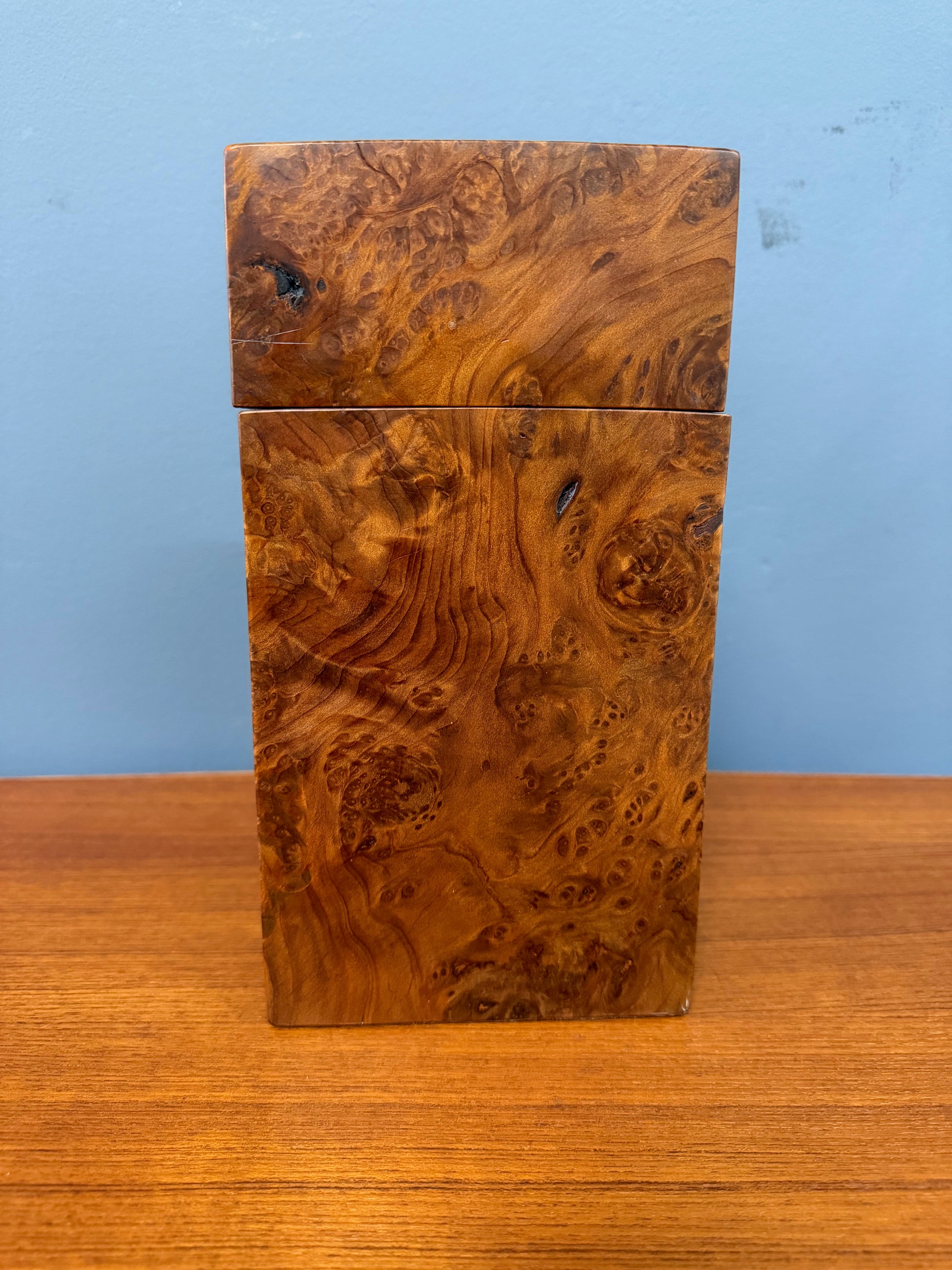 Burlwood Decorative box Mid Century Artist Signed Smith 1986