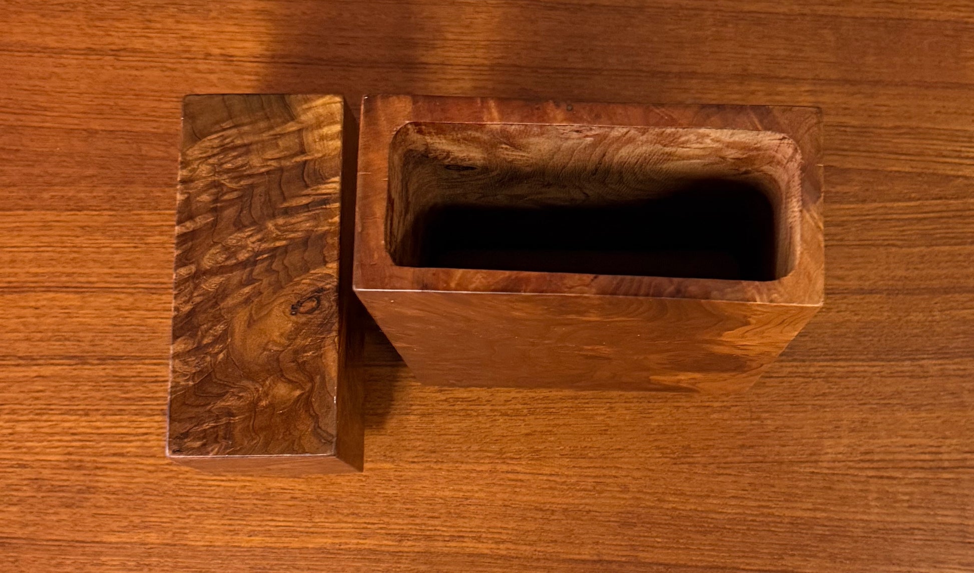 Burlwood Decorative box Mid Century Artist Signed Smith 1986