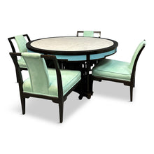 Load image into Gallery viewer, James Mont Style Chinoiserie Marble Top Low Dining Table and Chairs
