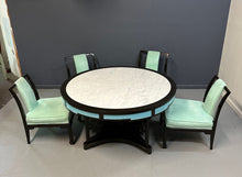 Load image into Gallery viewer, James Mont Style Chinoiserie Marble Top Low Dining Table and Chairs