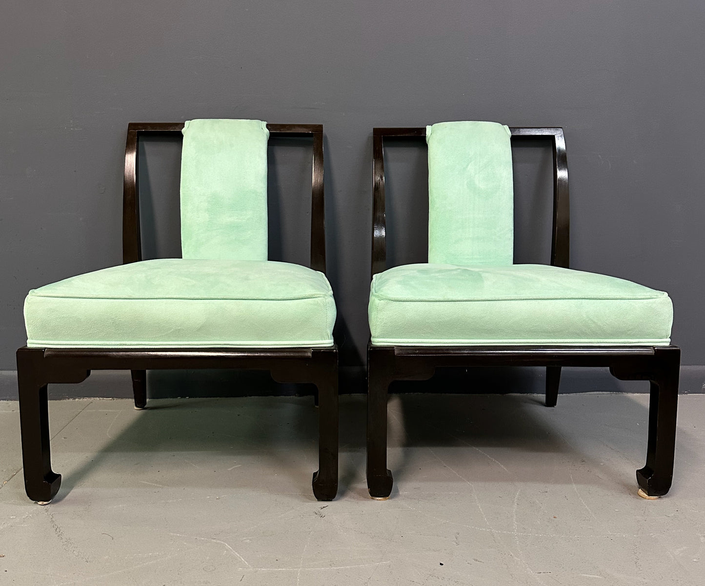 James Mont Style Chinoiserie Marble Top Low Dining Table and Chairs
