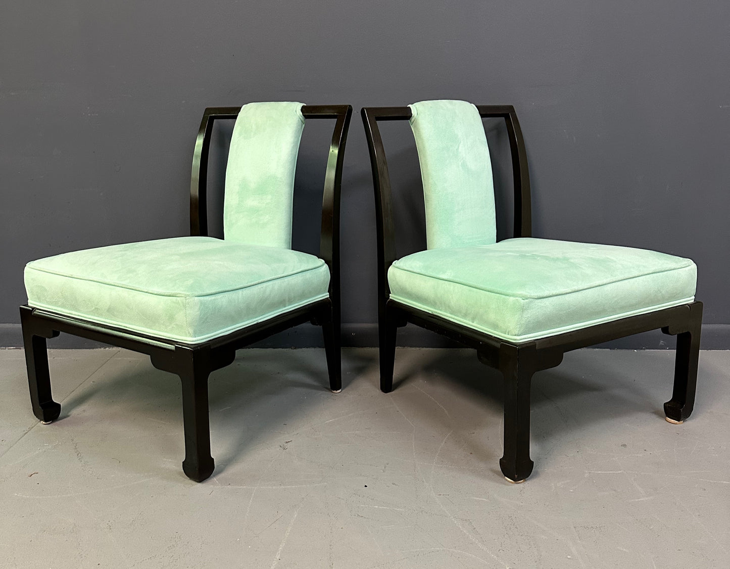 James Mont Style Chinoiserie Marble Top Low Dining Table and Chairs