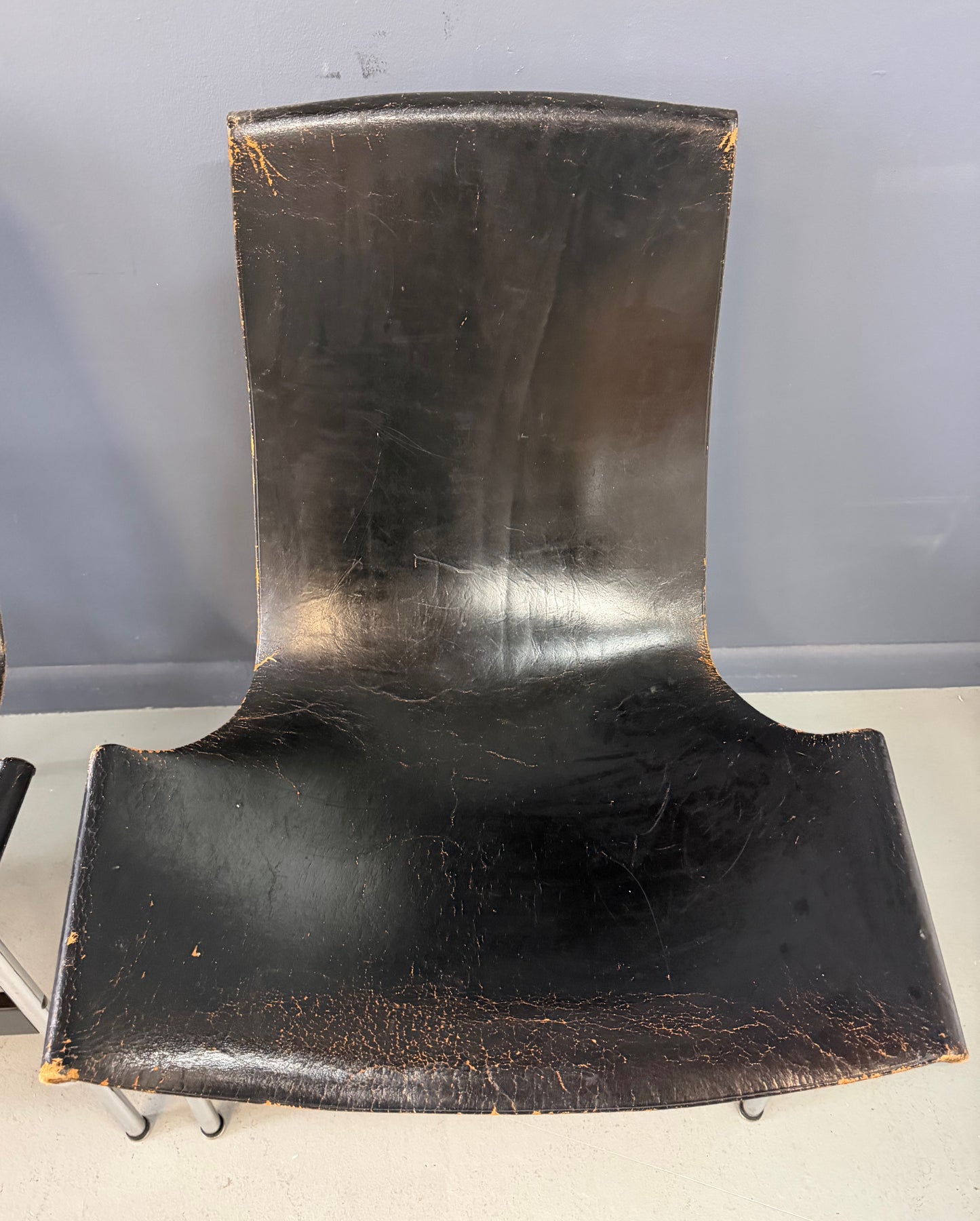Katavolos, Kelley and Littell for ICF Set of Four T-Chairs in Black Leather