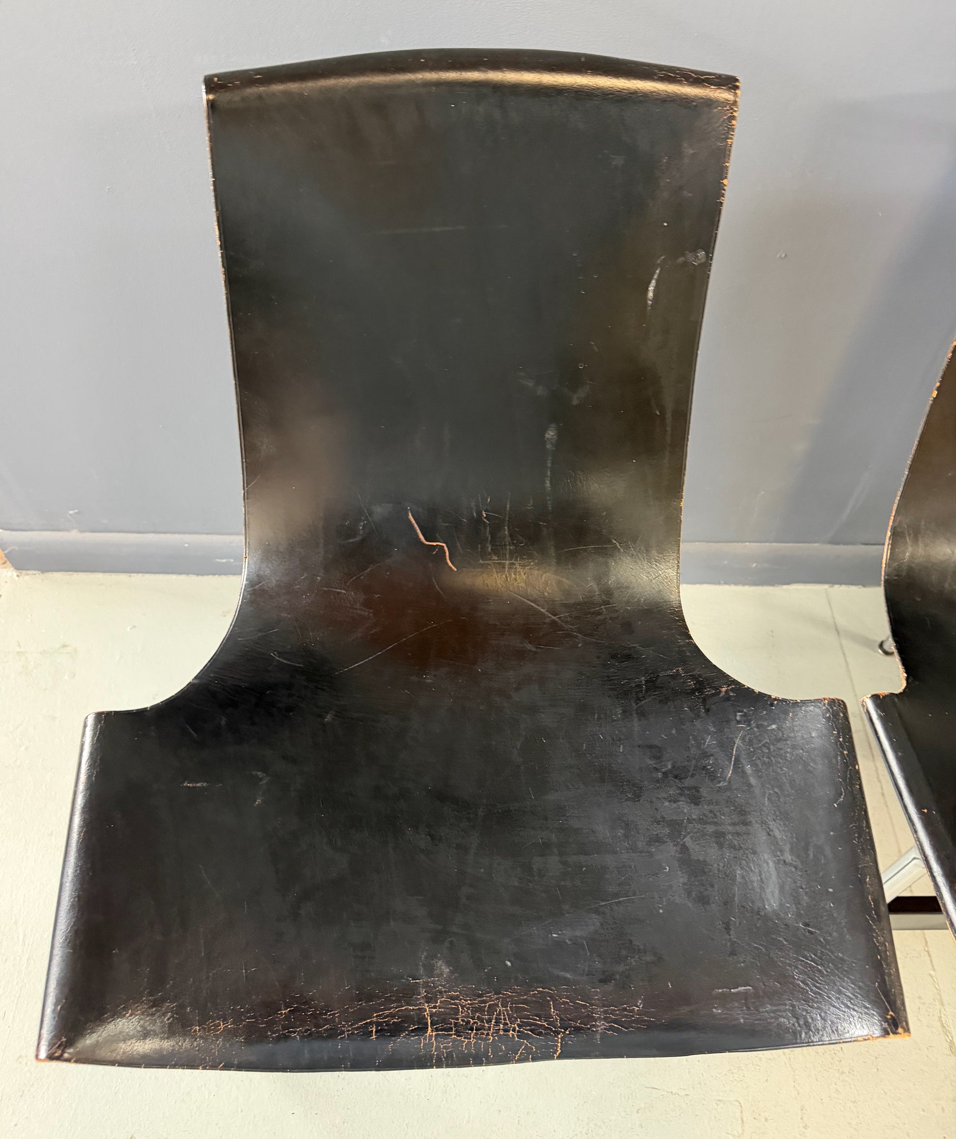 Katavolos, Kelley and Littell for ICF Set of Four T-Chairs in Black Leather