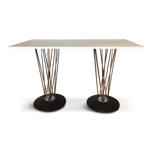 Leland International Marquette Table W/ Stainless Steel Double Pedestal Form