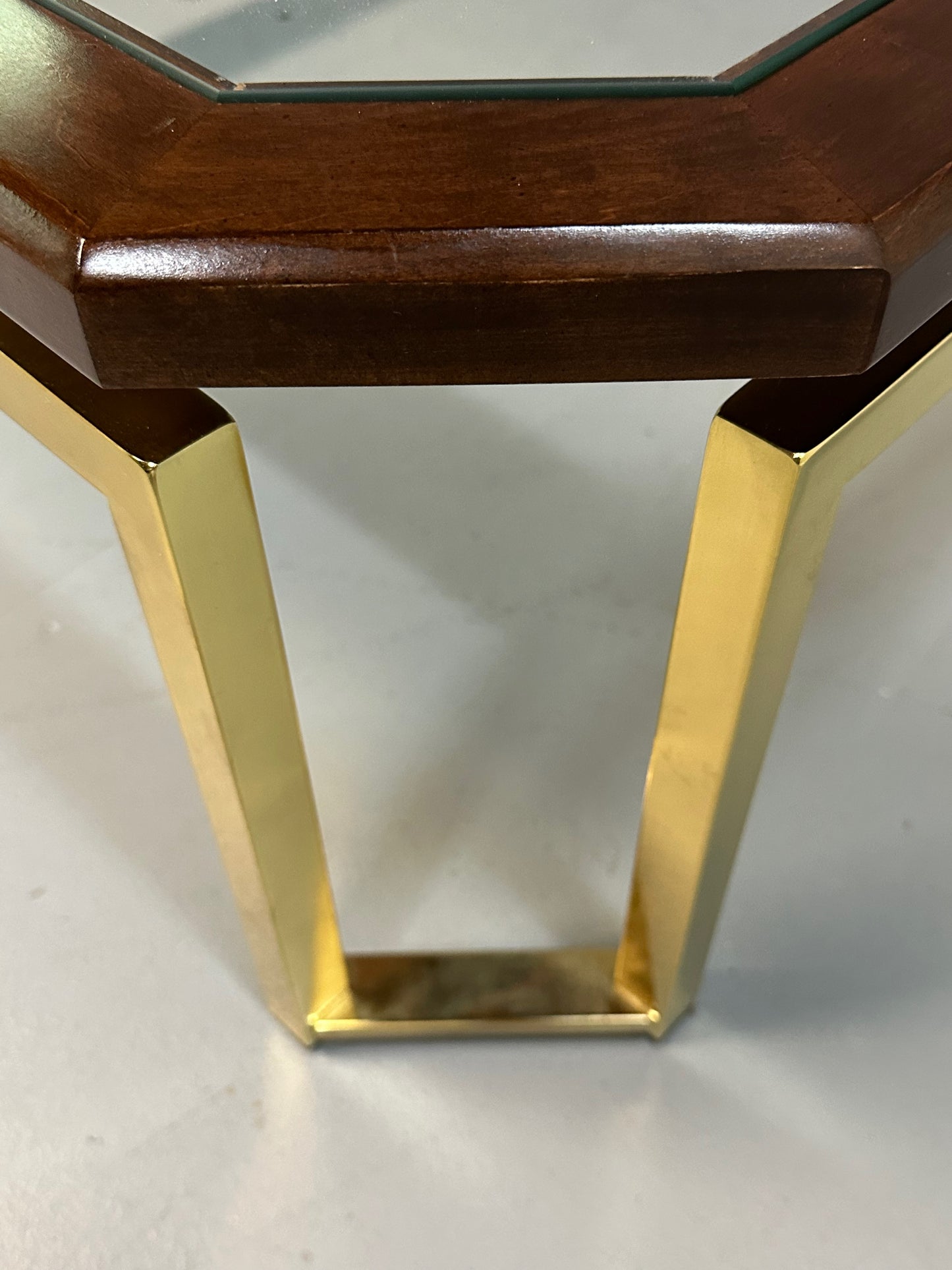 SOLD – DIA Mahogany and Brass Square Coffee Table Milo Baughman Style Mid Century