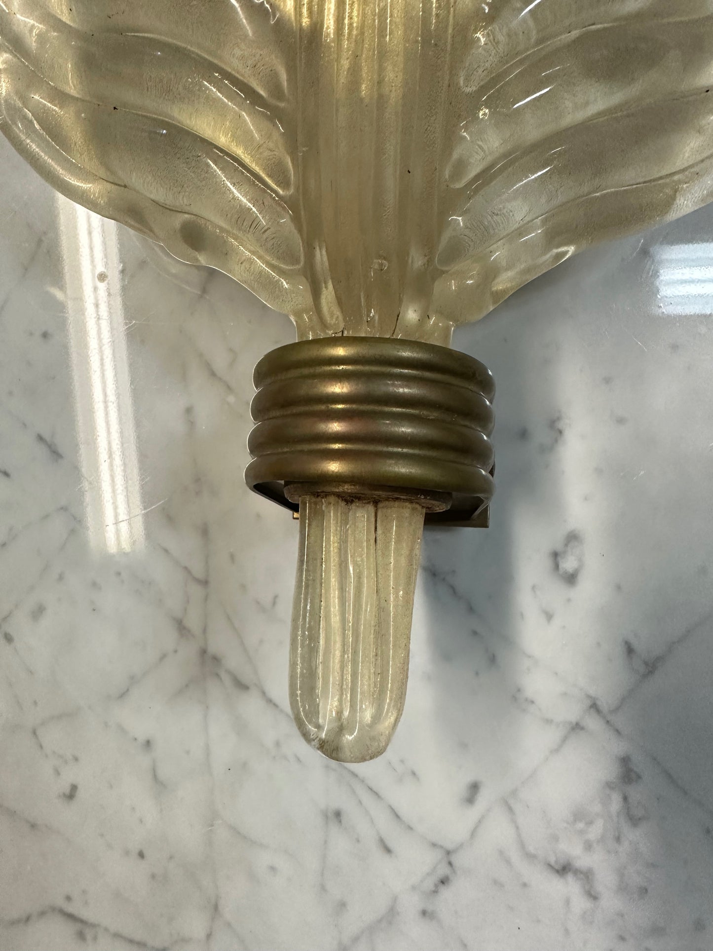 Ercole Barovier Glass Leaf Sconce Barovier and Tosa Murano Sconce Mid Century