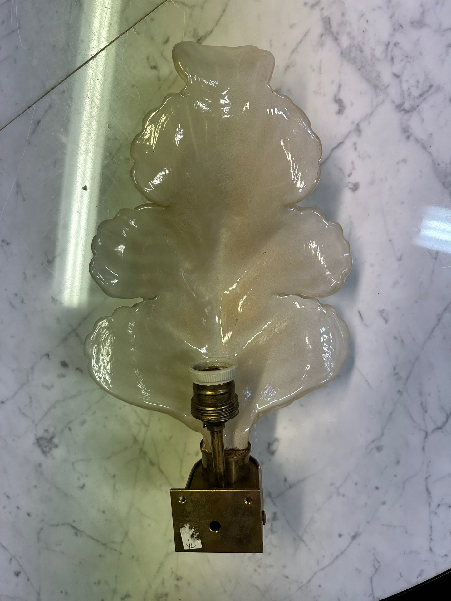 Ercole Barovier Glass Leaf Sconce Barovier and Tosa Murano Sconce Mid Century
