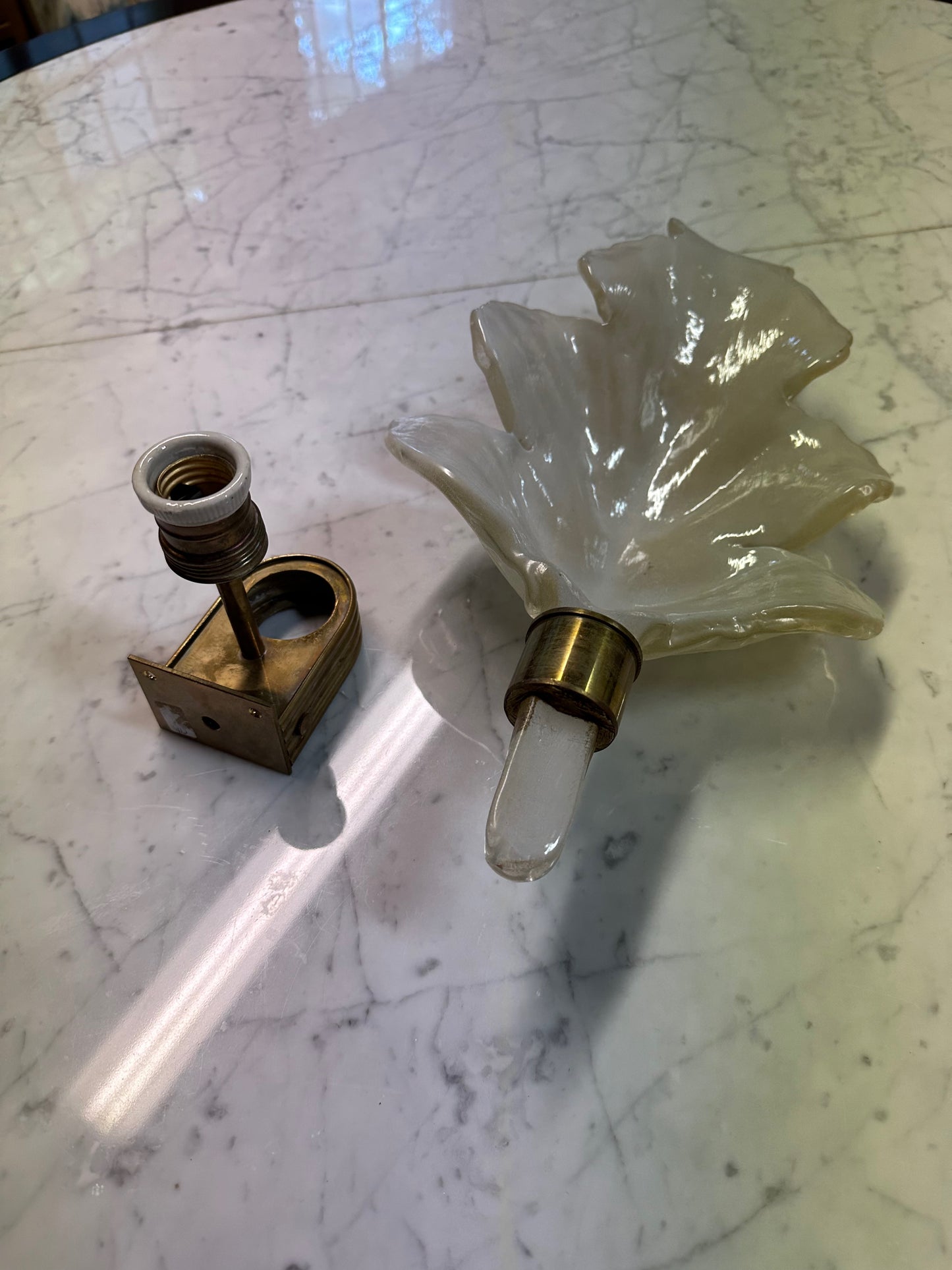 Ercole Barovier Glass Leaf Sconce Barovier and Tosa Murano Sconce Mid Century