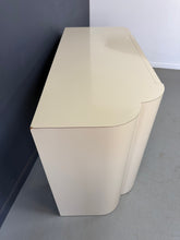 Load image into Gallery viewer, Postmodern Sculptural Cream Laminate Writing Desk with Waterfall Base, 1990s