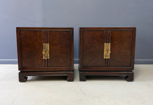 Load image into Gallery viewer, Pair of Tai Ming Burl Wood Nightstands by Drexel, Asian Modern Style, 1970s