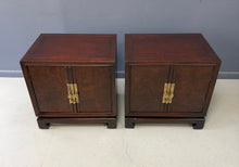 Load image into Gallery viewer, Pair of Tai Ming Burl Wood Nightstands by Drexel, Asian Modern Style, 1970s