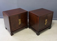 Load image into Gallery viewer, Pair of Tai Ming Burl Wood Nightstands by Drexel, Asian Modern Style, 1970s