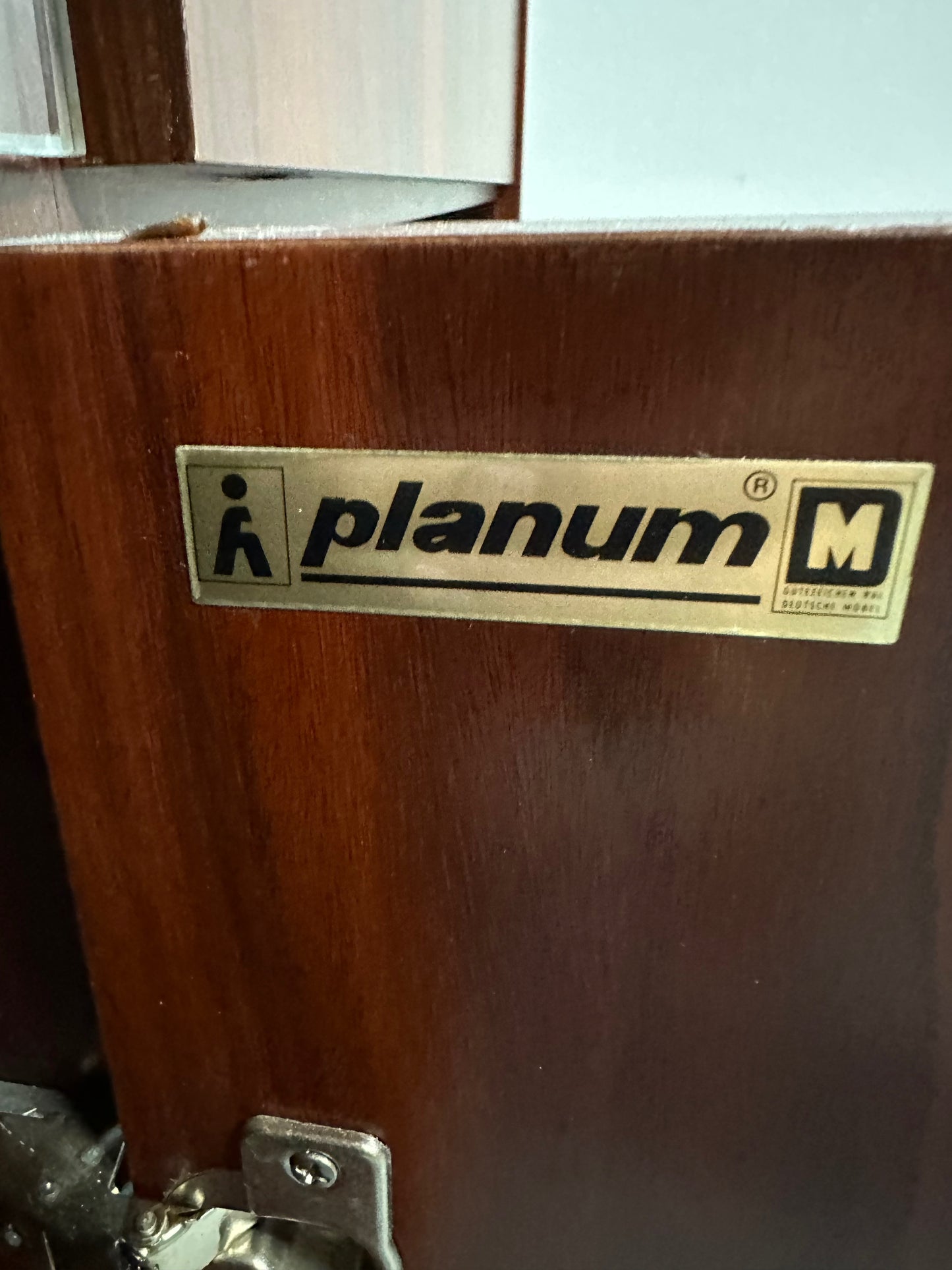 SOLD – 1970s Planum Rosewood and Mahogany Lighted Wall Unit with Desk Mid Century