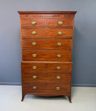 Load image into Gallery viewer, Federal Period Mahogany Chest on Chest with Original Lion Head Brasses, American