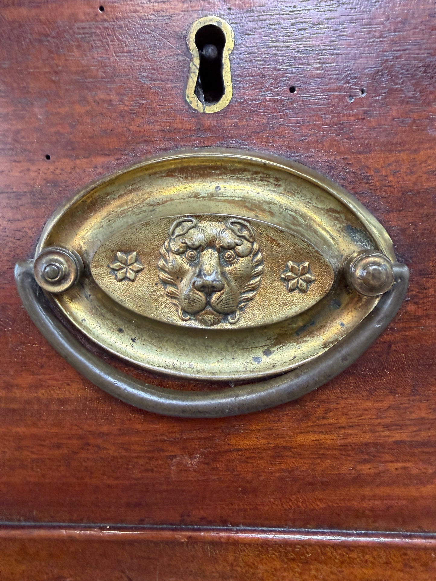Federal Period Mahogany Chest on Chest with Original Lion Head Brasses, American