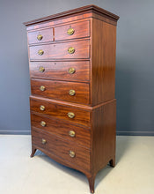 Load image into Gallery viewer, Federal Period Mahogany Chest on Chest with Original Lion Head Brasses, American